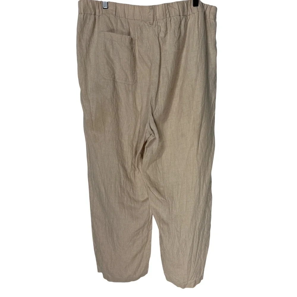 Quince Linen Minimal Elastic Waist Pocket Pants Beige Women's Size‎ XL